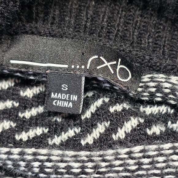 RXB Black White Cozy Cardigan Sweater Stripe Knit Open Long Sleeves Women Size S - Picture 3 of 11